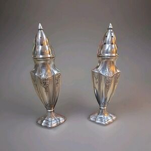 Vintage Astor Salt and Pepper Shakers Set By Poole #142 Silver Plated